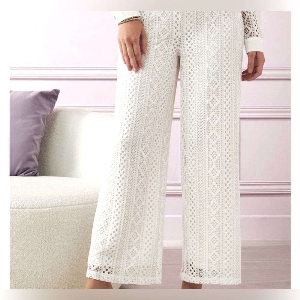 Elegant White Lace Women's Pants